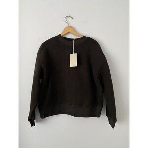 Everlane The ReNew Fleece Oversized Crew Teddy Sweatshirt, Small, NWT, Black